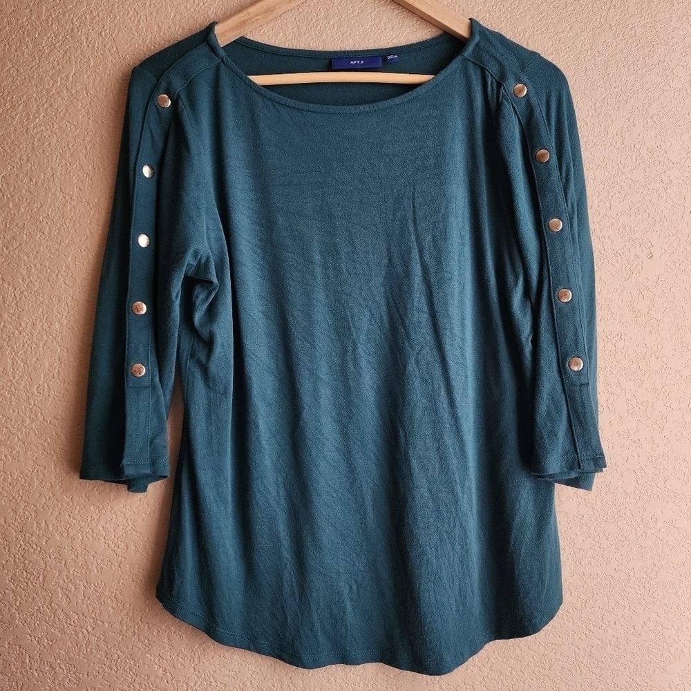 Apt. 9 Teal Button-Sleeve Women's Shirt